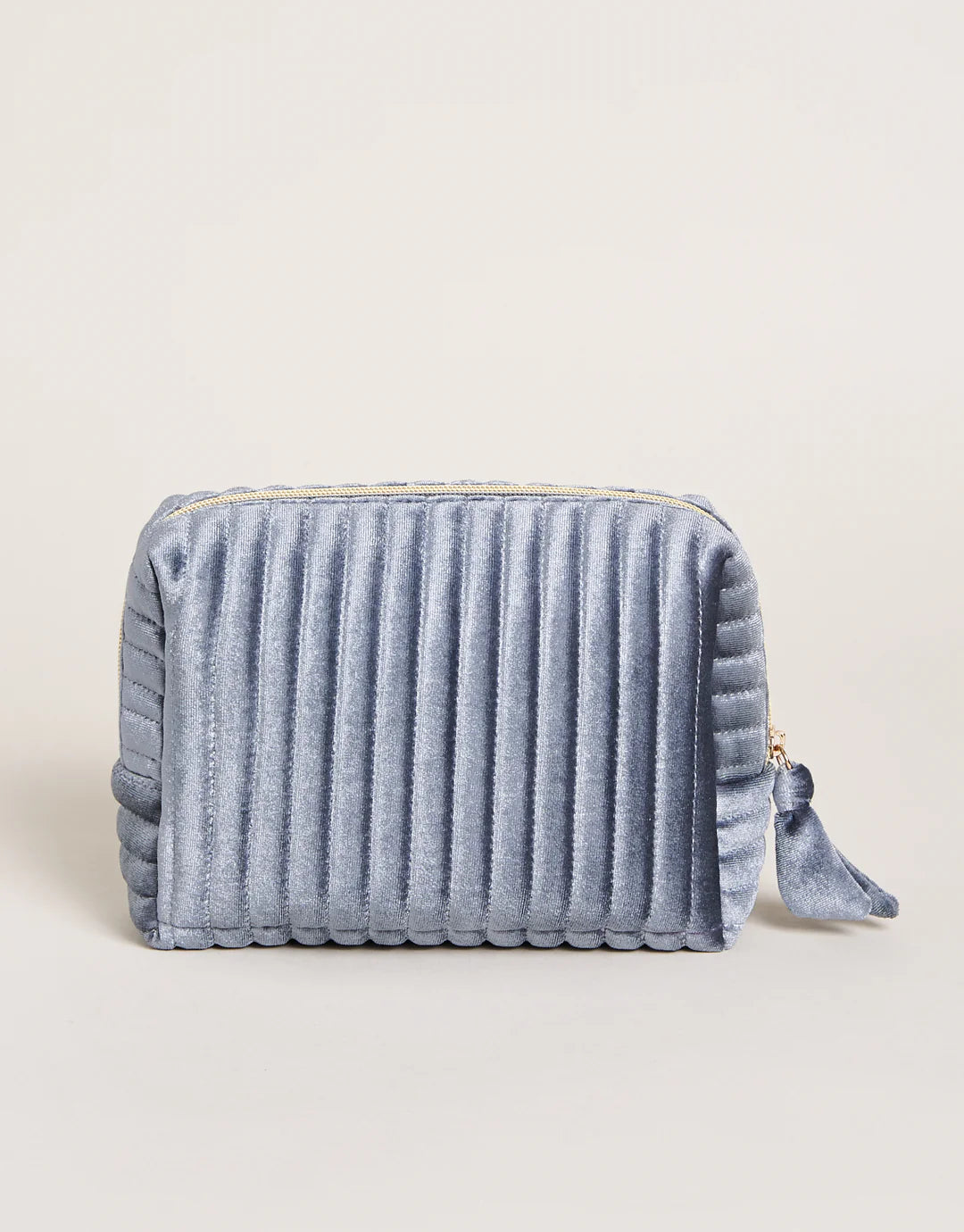 Velvet Quilted Cosmetic Bag Slate