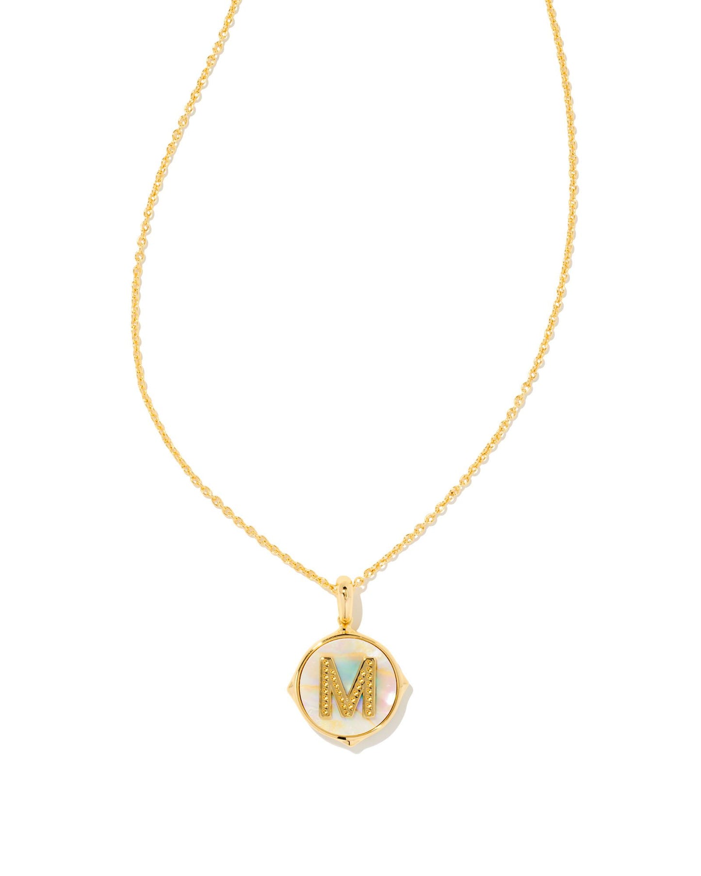 Letter Disc Necklace | Gold & Iridescent Abalone