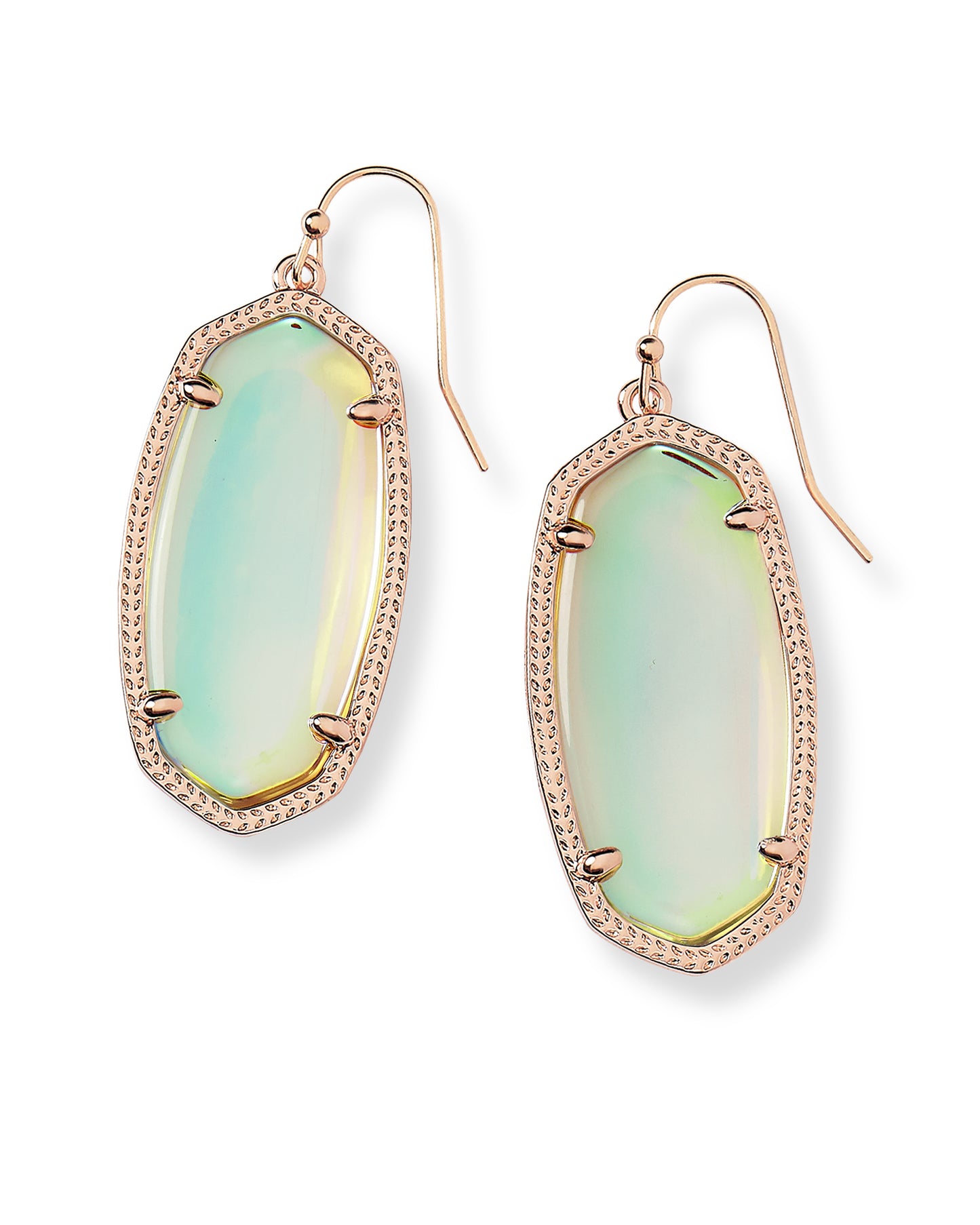 Elle Rose Gold Earrings In Dichroic Glass