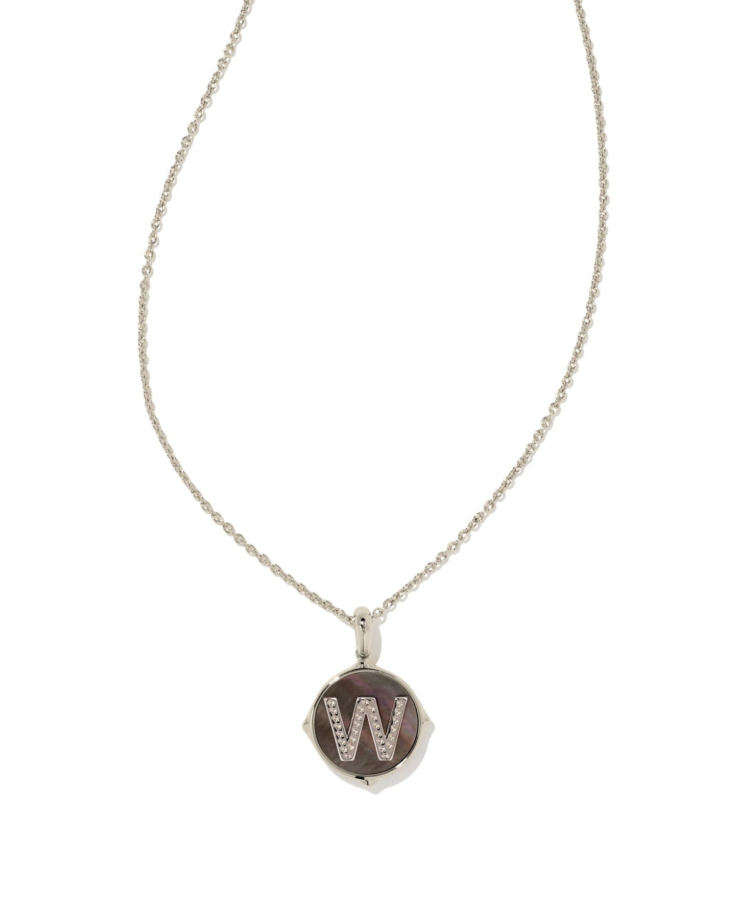 Letter Disc Necklace | Silver & Black Mother-of-Pearl