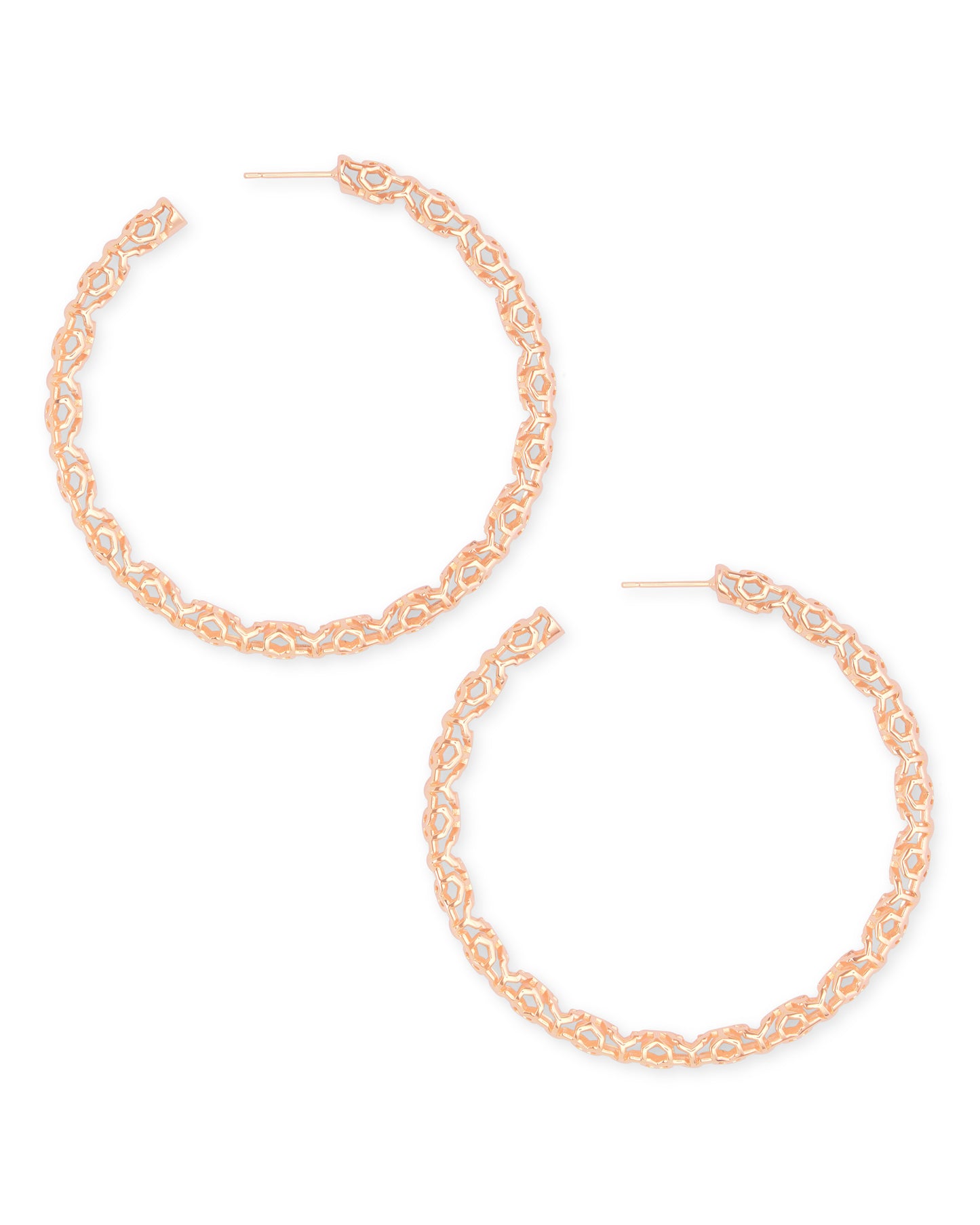 Maggie Hoop Earrings In Rose Gold Filigree