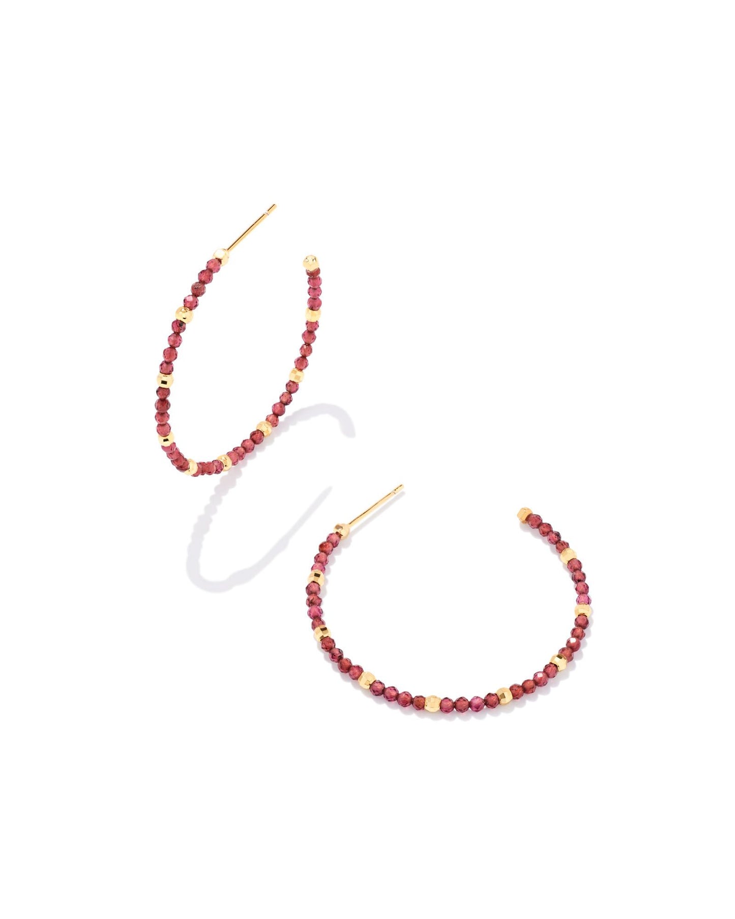Britt Thin Bead Hoops | Gold & Burgundy Garnet