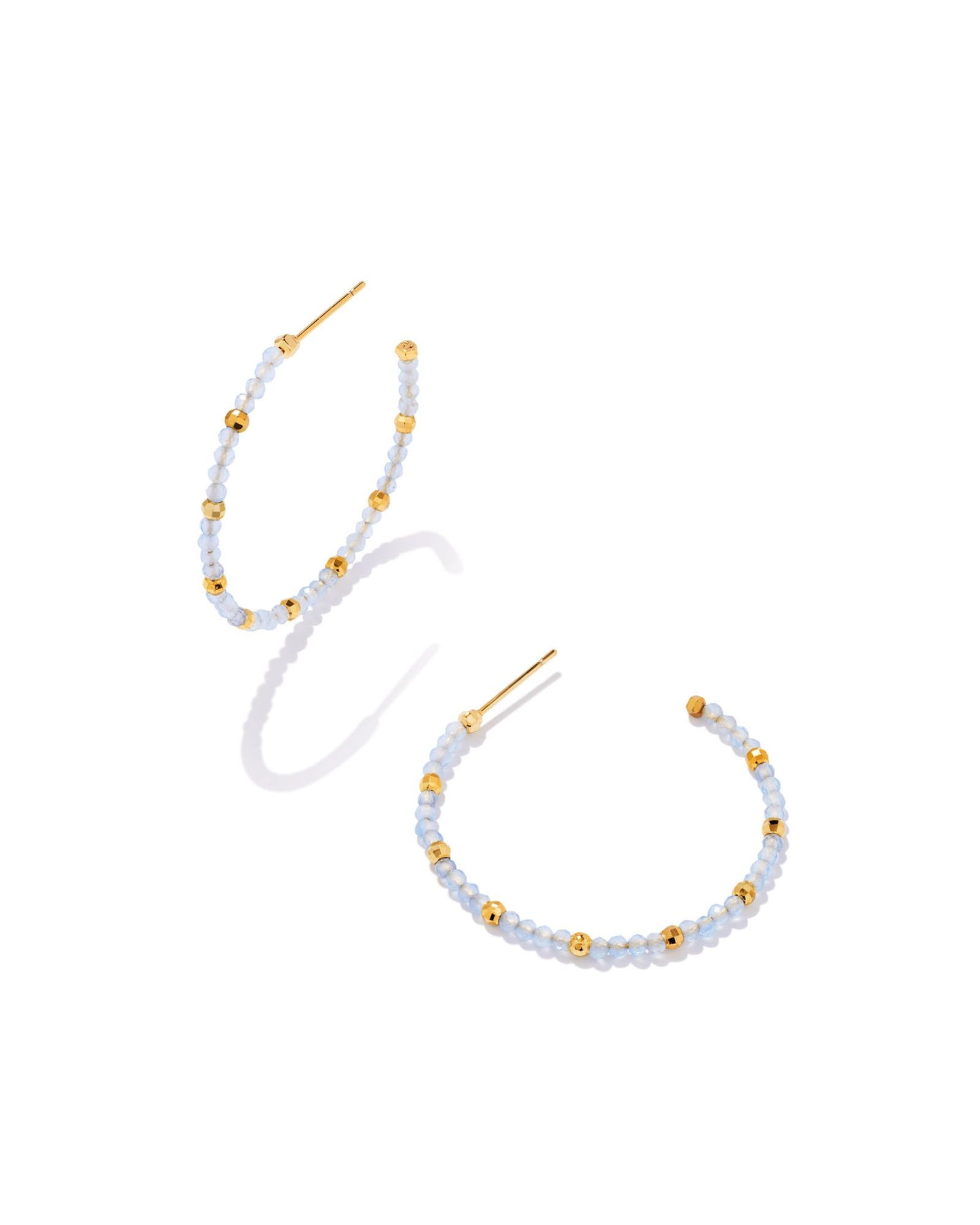 Britt Thin Bead Hoops | Gold & Periwinkle Cats Eye