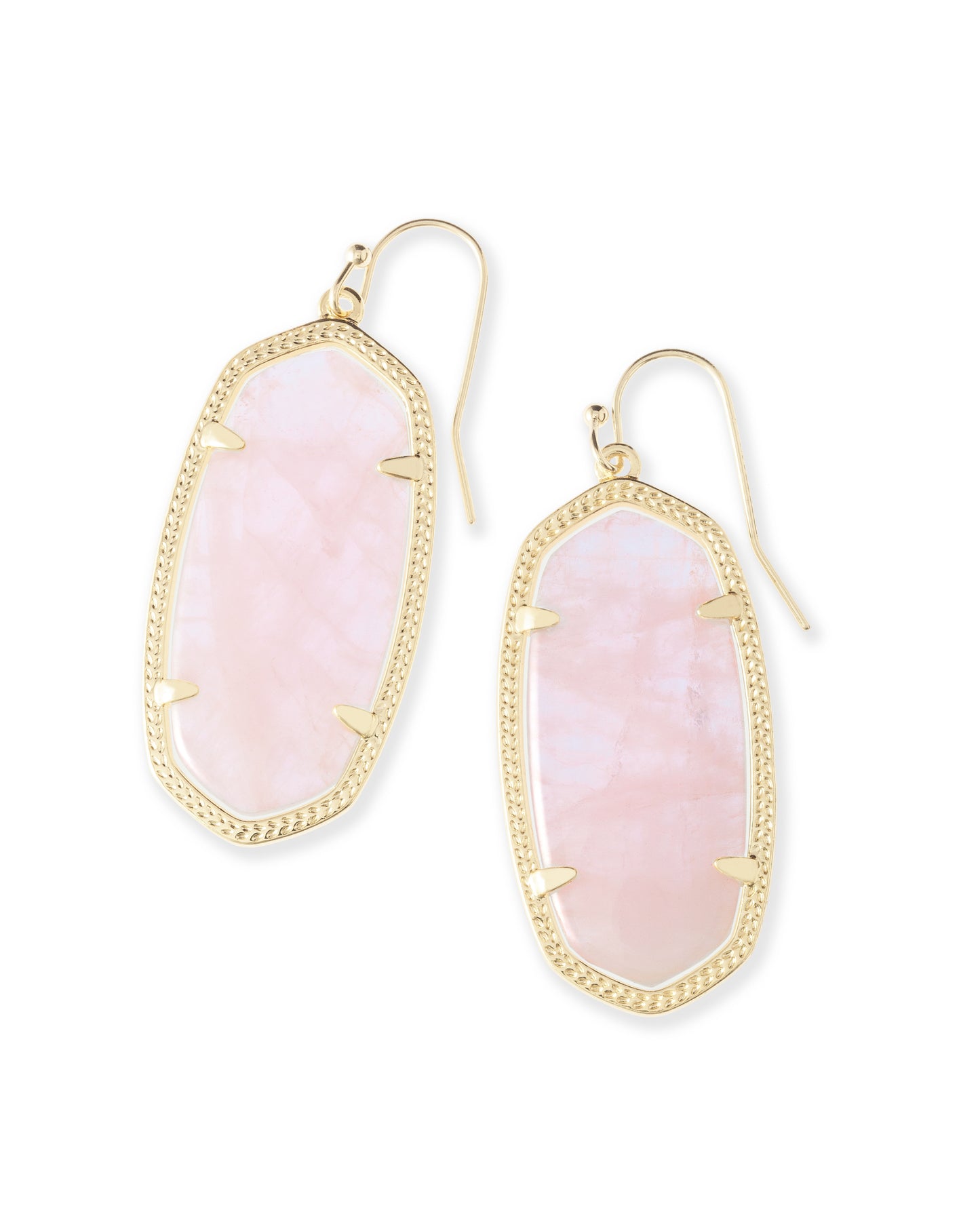 Elle Gold Earrings In Rose Quartz