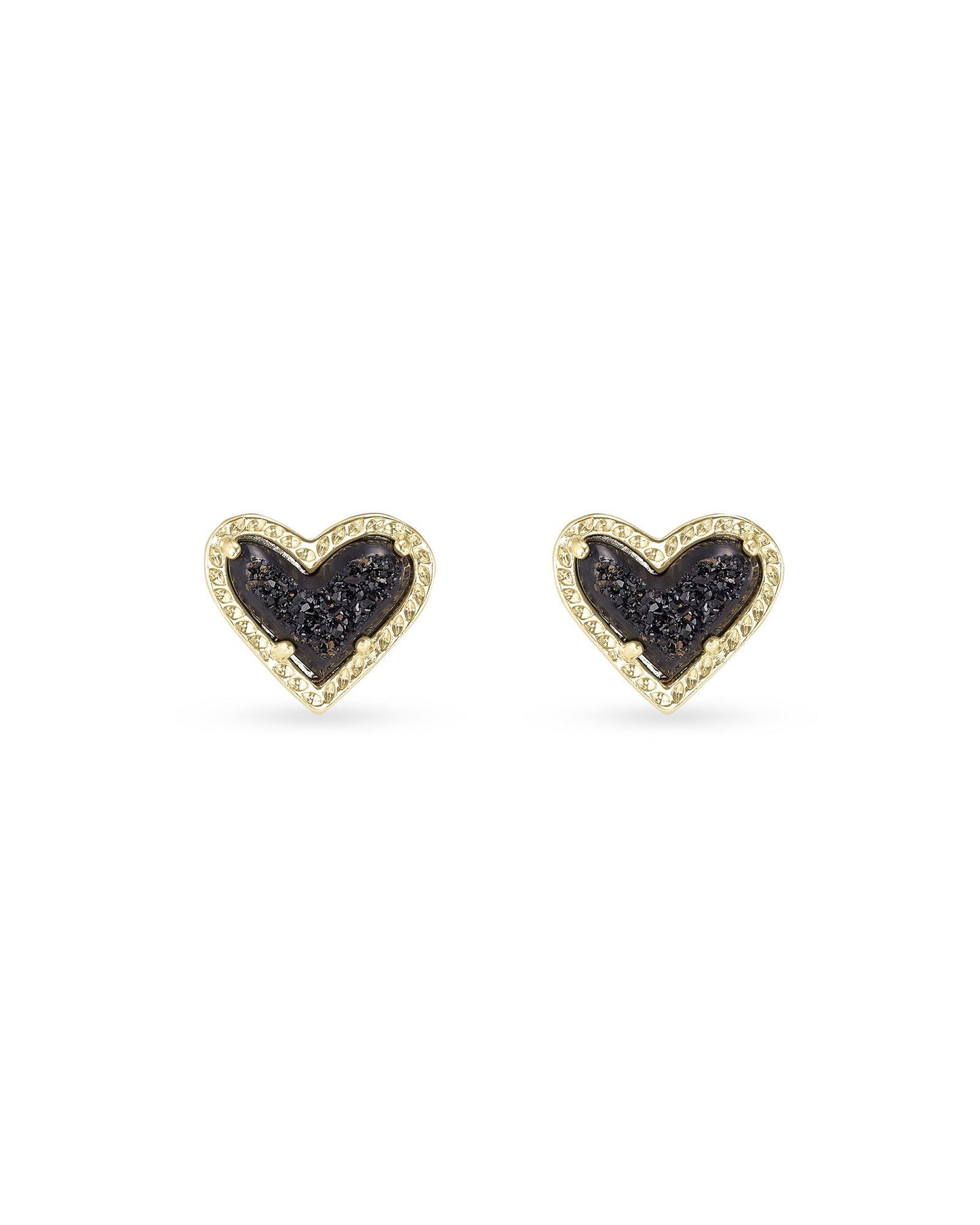 Ari Heart Gold Earrings In Black Drusy