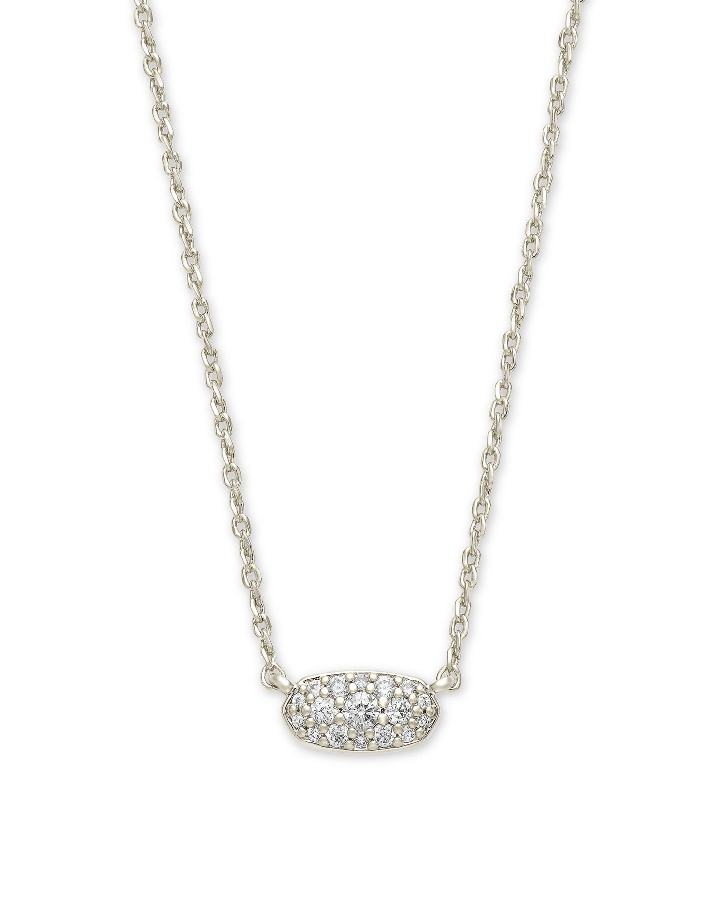 Grayson Silver Pendant Necklace In White Crystal