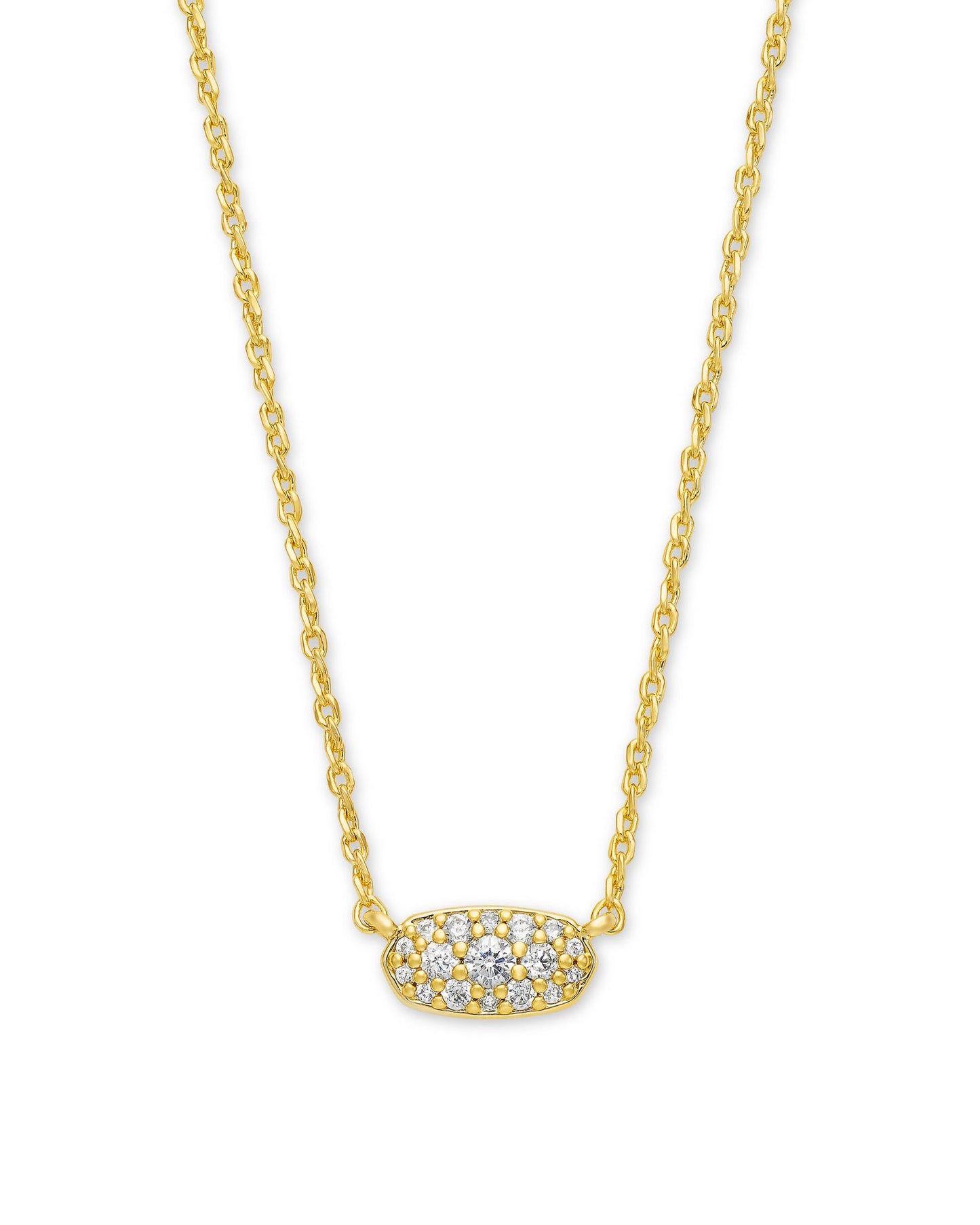 Grayson Gold Pendant Necklace In White Crystal