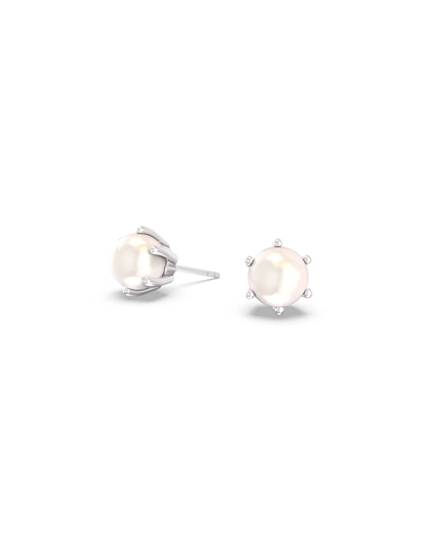 Ashton Pearl Stud Earrings | Silver