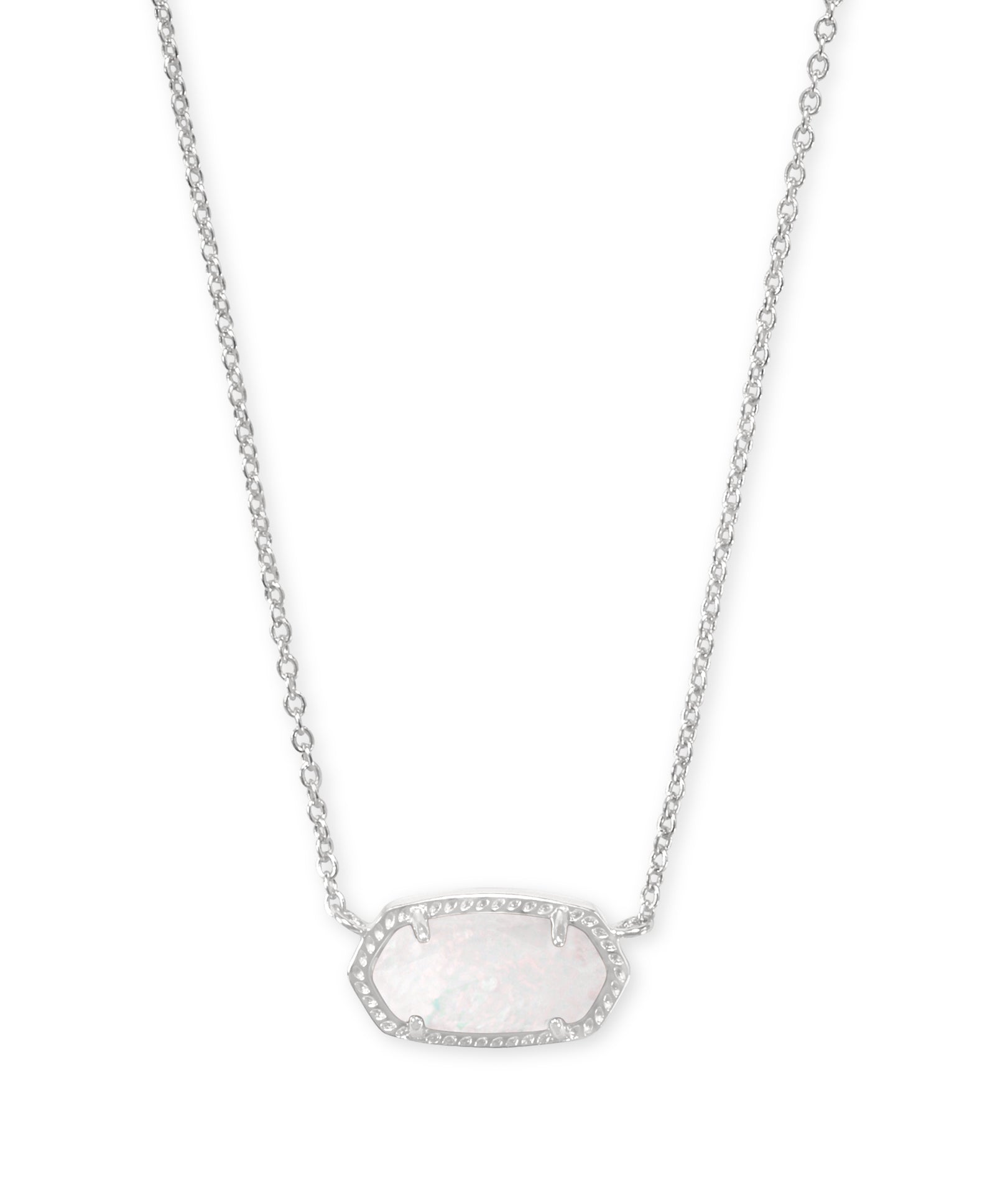 Elisa Silver Pendant Necklace in White Kyocera Opal