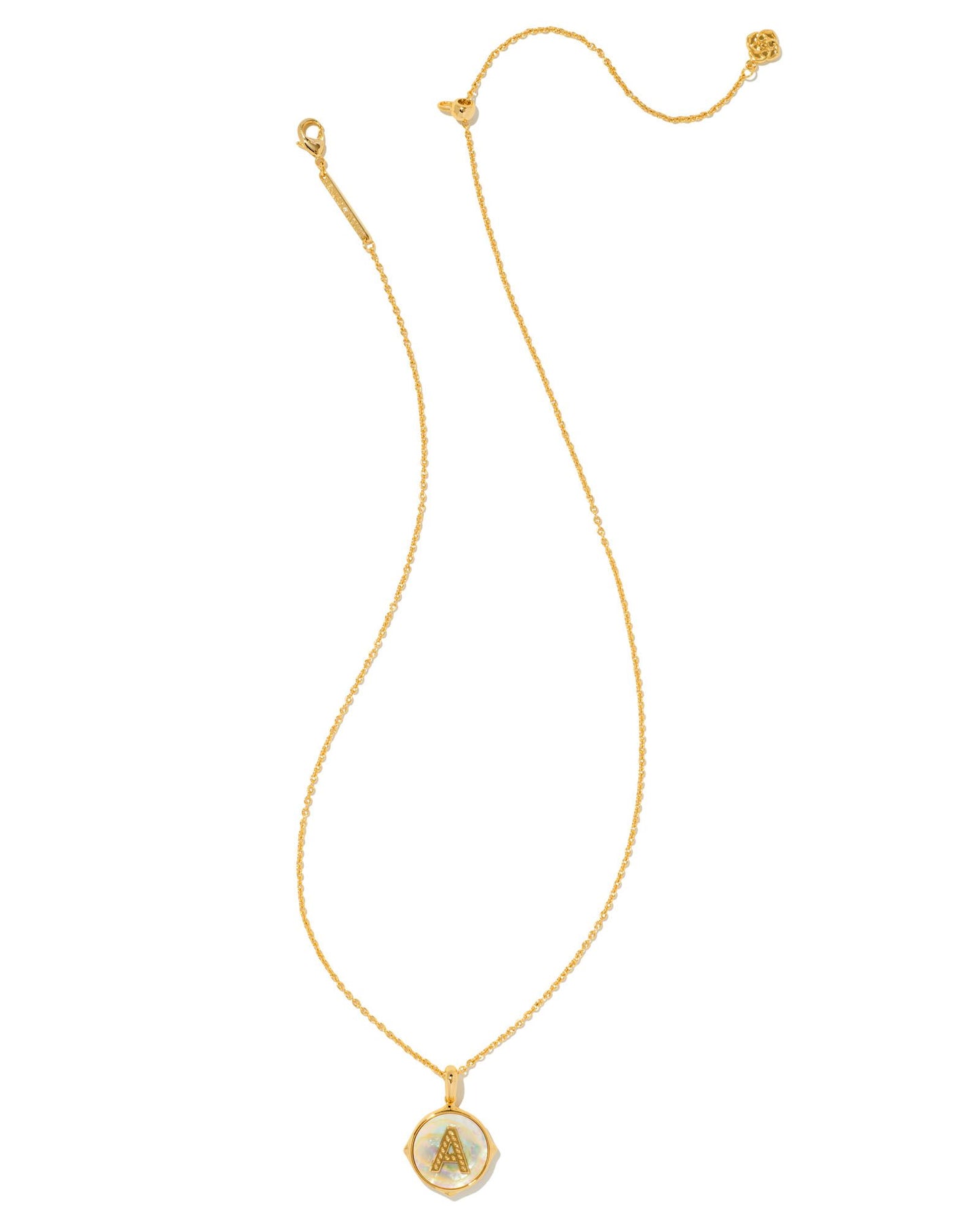 Letter Disc Necklace | Gold & Iridescent Abalone