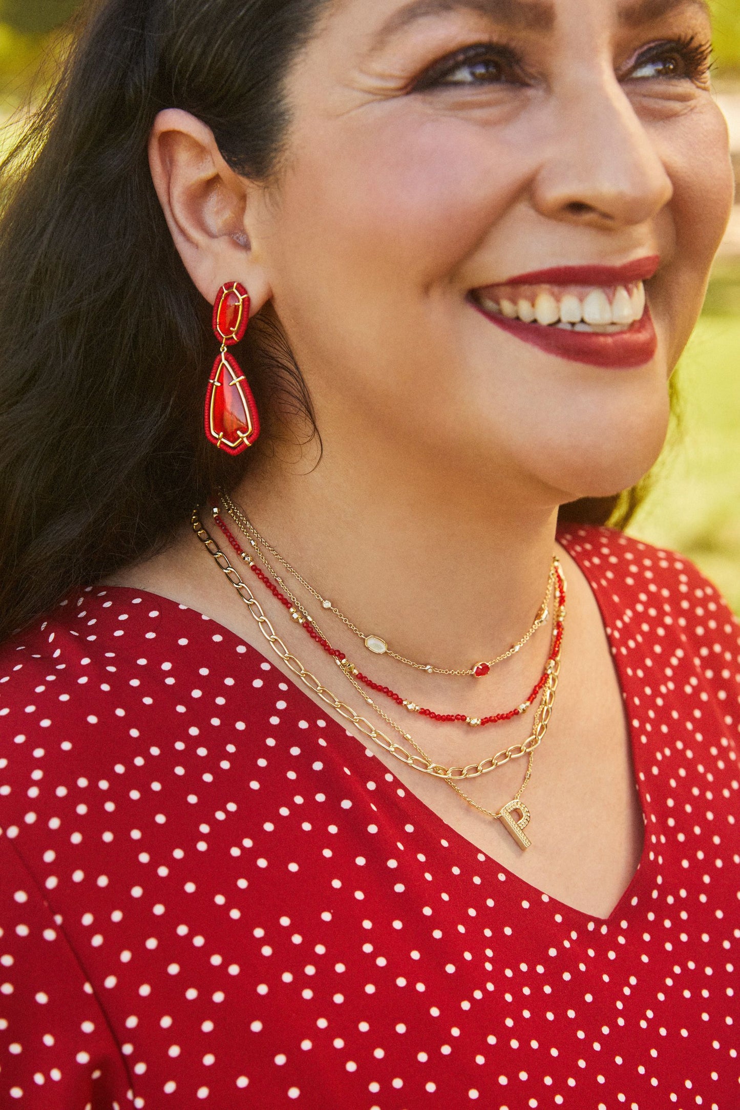 Britt Choker Necklace | Gold & Red Glass
