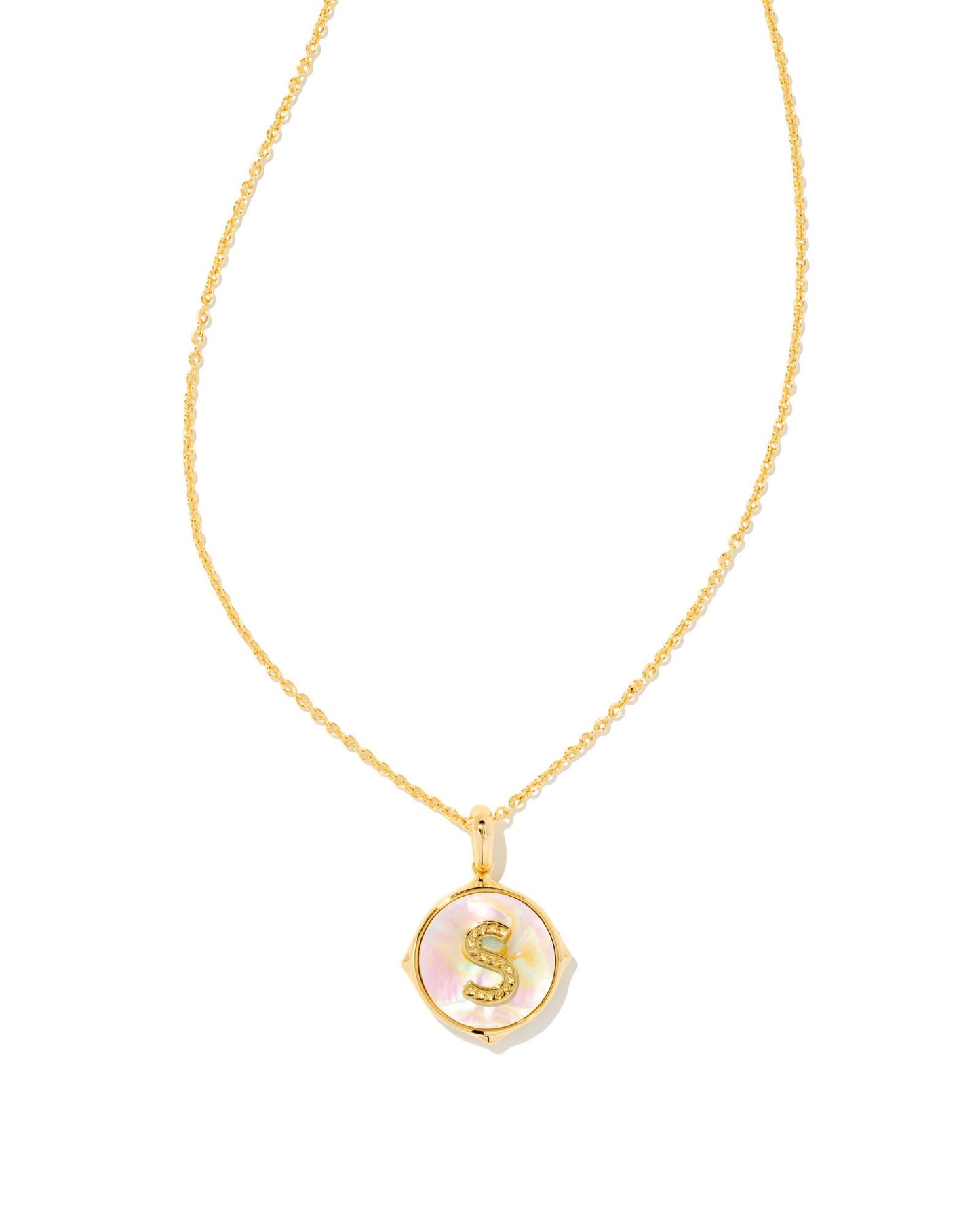 Letter Disc Necklace | Gold & Iridescent Abalone