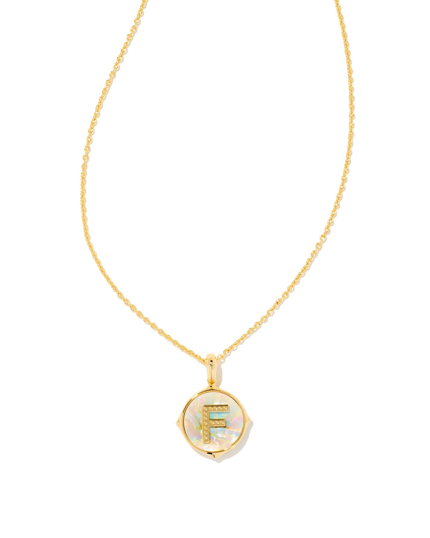 Letter Disc Necklace | Gold & Iridescent Abalone