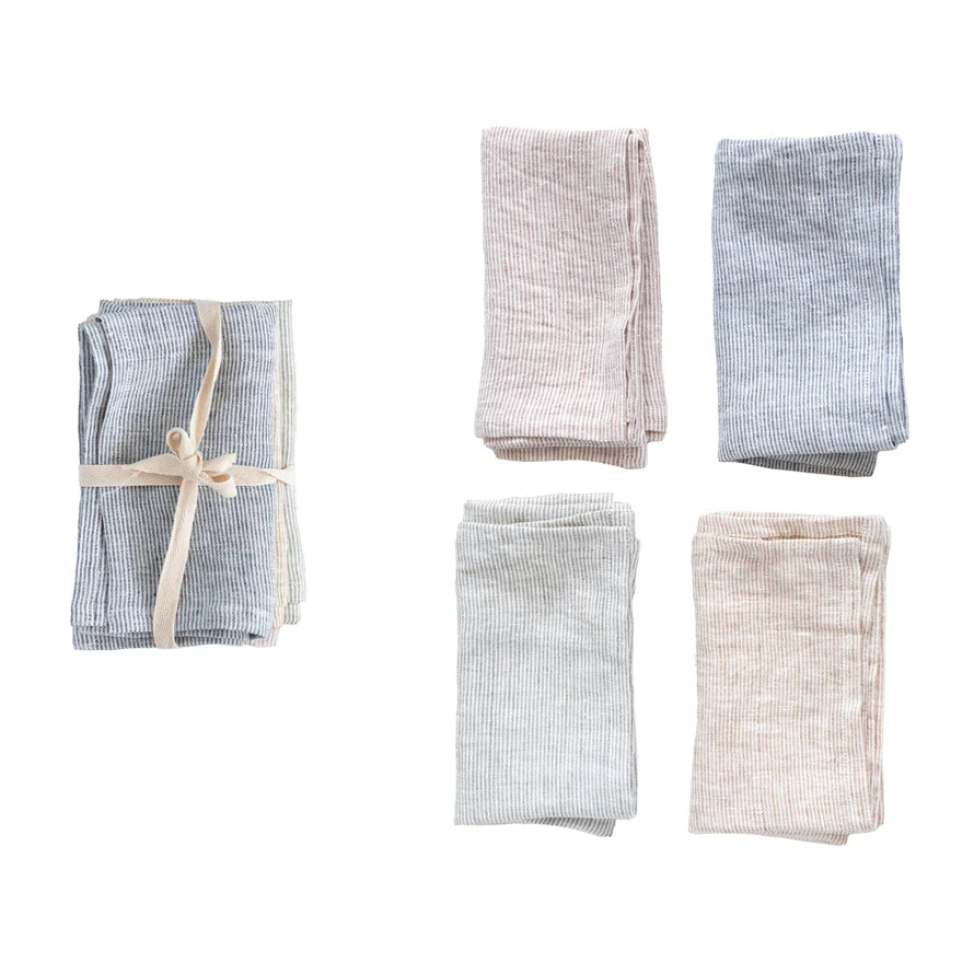 Woven Linen Striped Napkins S/4