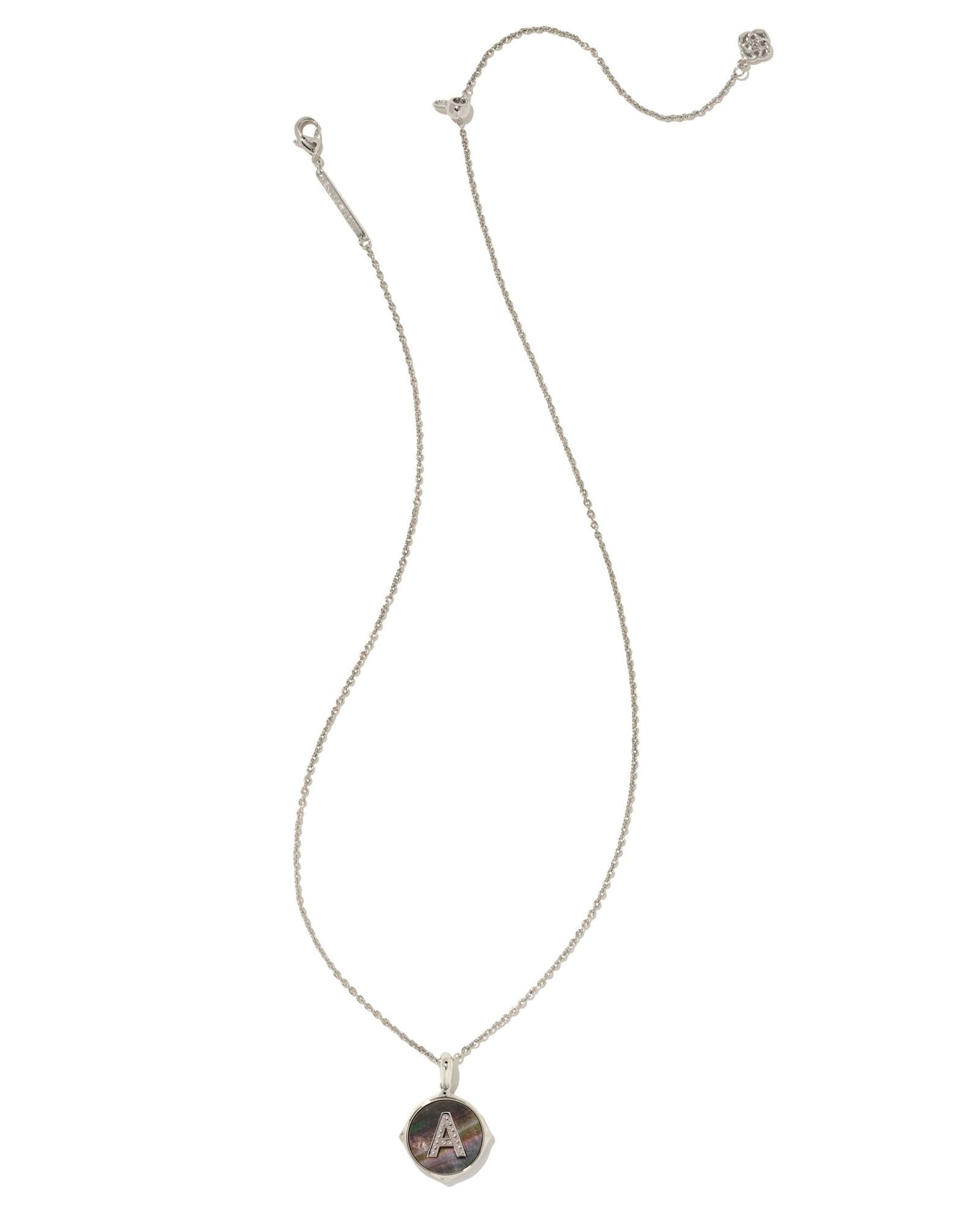Letter Disc Necklace | Silver & Black Mother-of-Pearl
