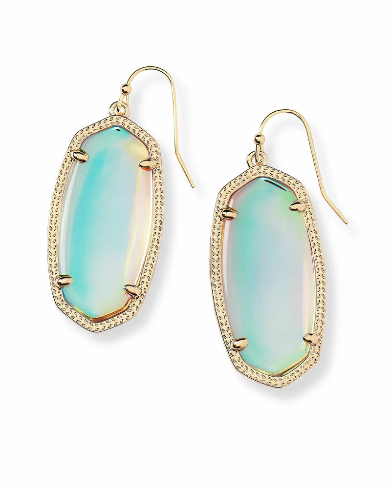 Elle Gold Earrings In Dichroic Glass