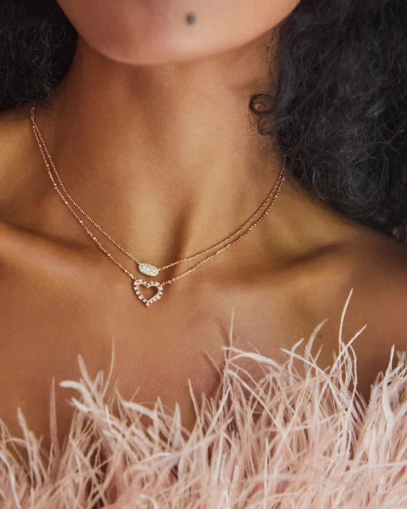 Grayson Gold Pendant Necklace In White Crystal
