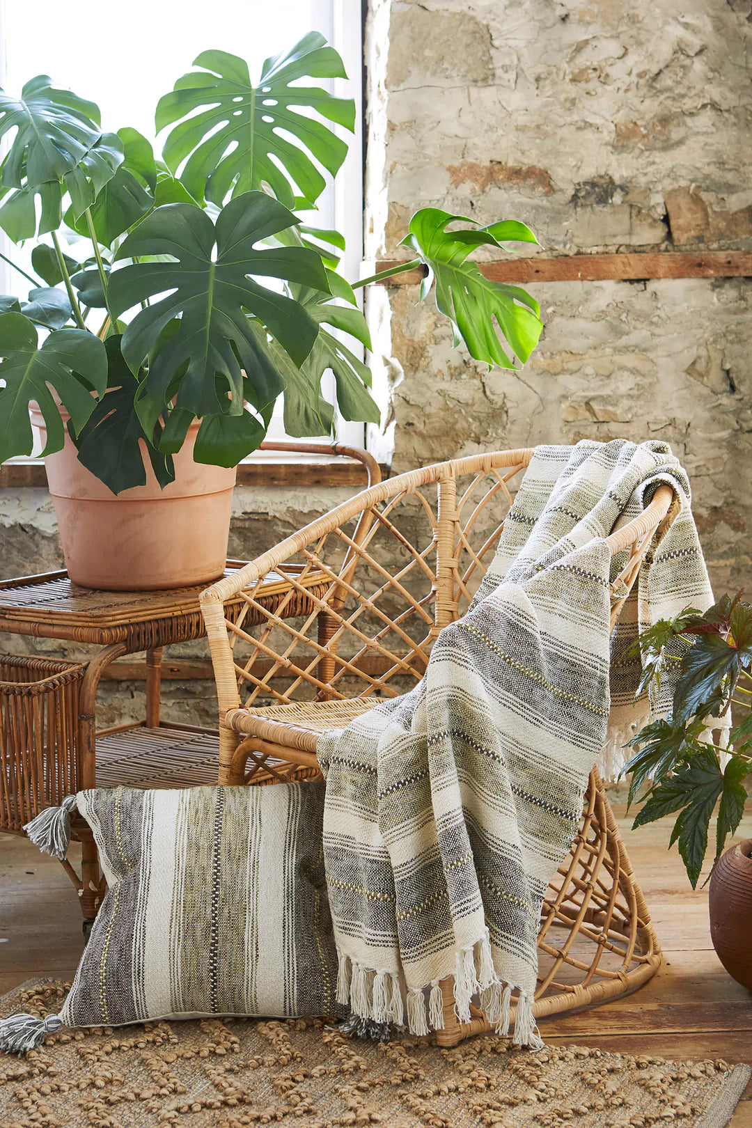 Swedish Isles Textured Striped Throw/Blanket