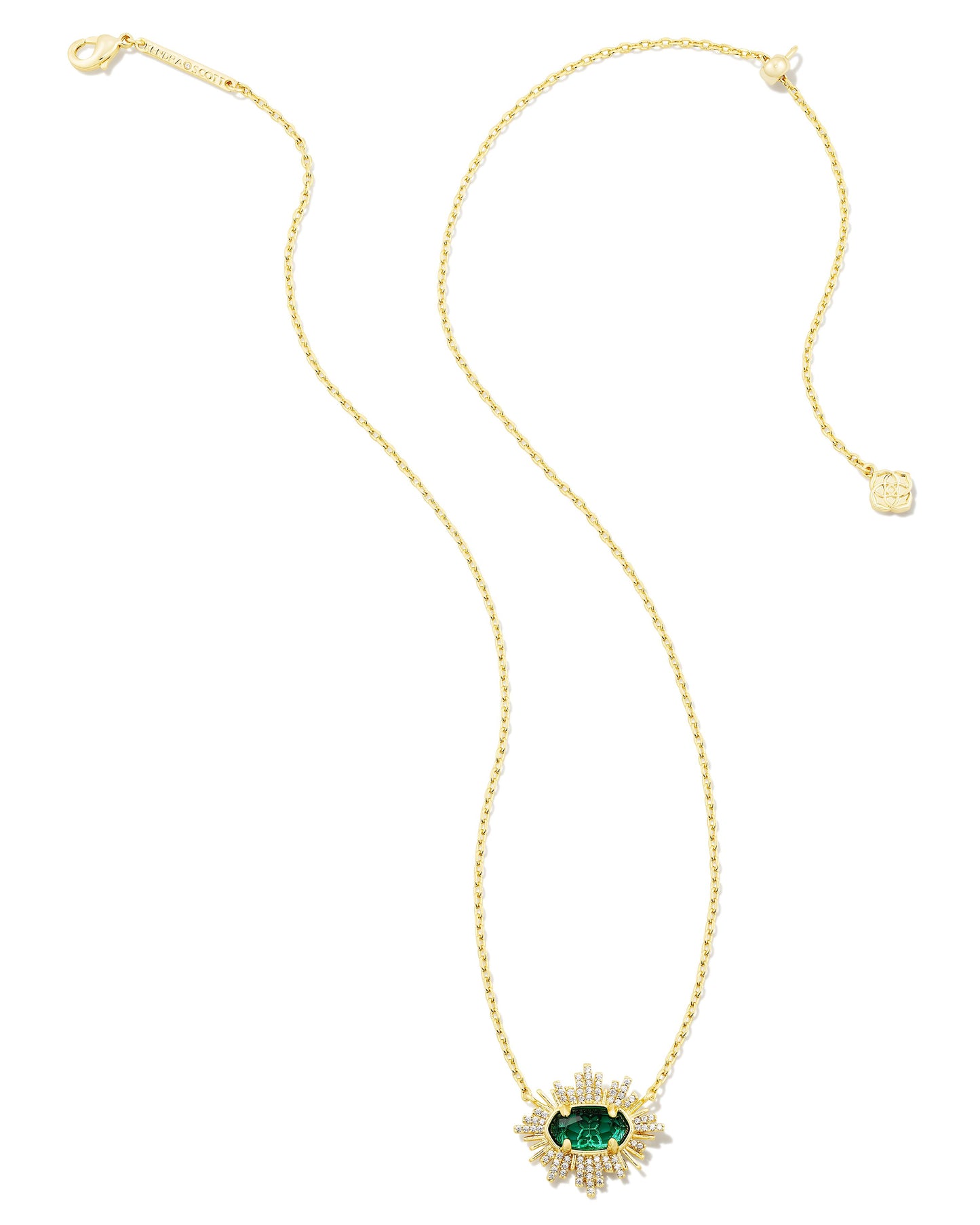Grayson Sunburst Frame Necklace | Gold & Green Glass