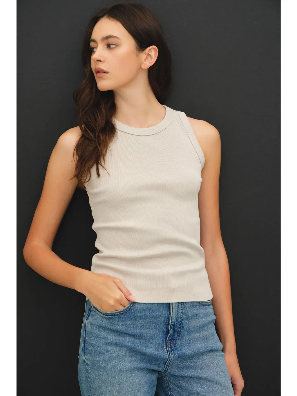 Color-Basic Cotton Garment Dyed Round Neck Tank