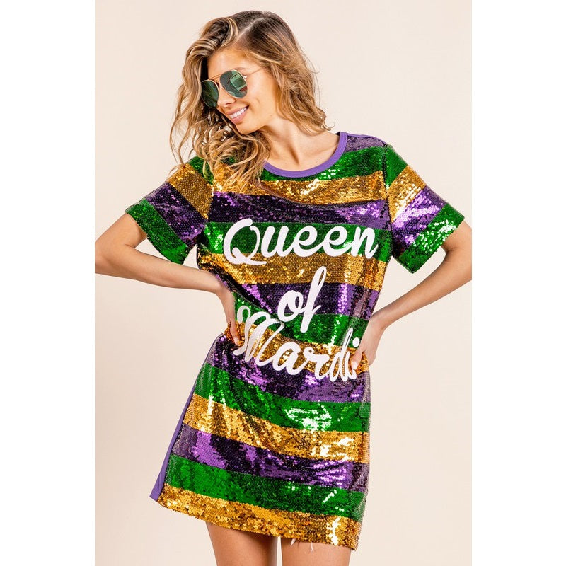 Queen of Mardi Sequin Dress