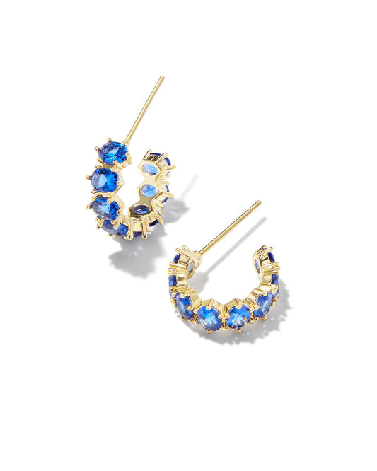 Cailin Crystal Huggie Earrings | Gold & Blue Crystal