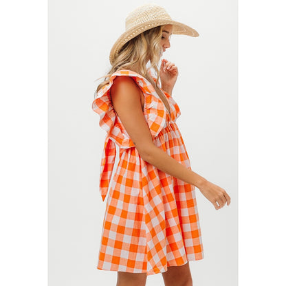 Big Check Woven Sweetheart Dress