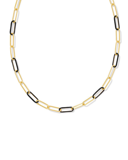 Ainsley Convertible Chain Necklace | Gold & Black Enamel