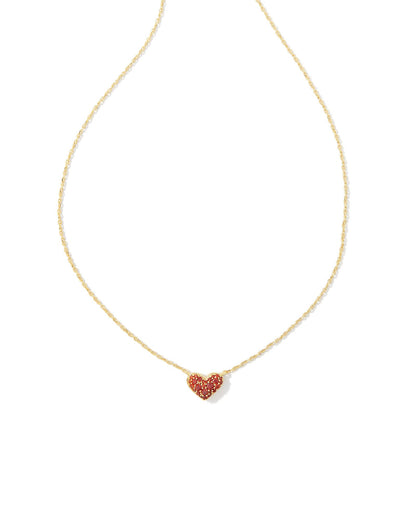 Ari Pave Heart Necklace | Gold & Red Crystal