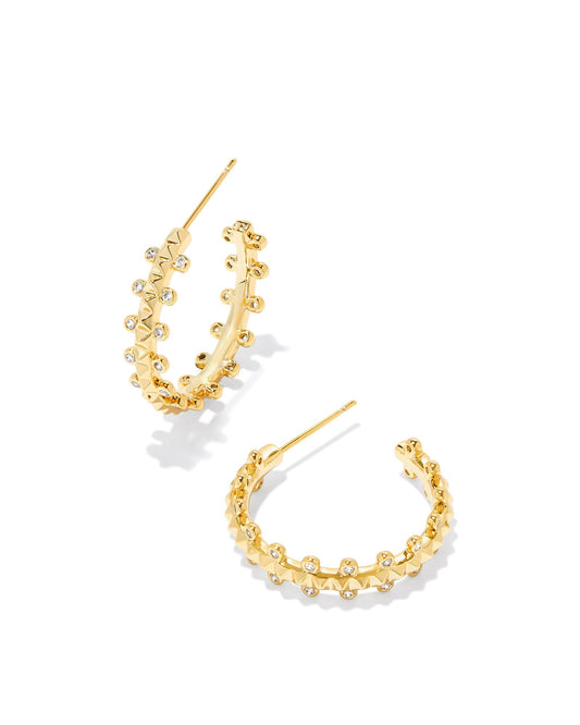 Jada Small Hoop Earrings | Gold & White Crystal