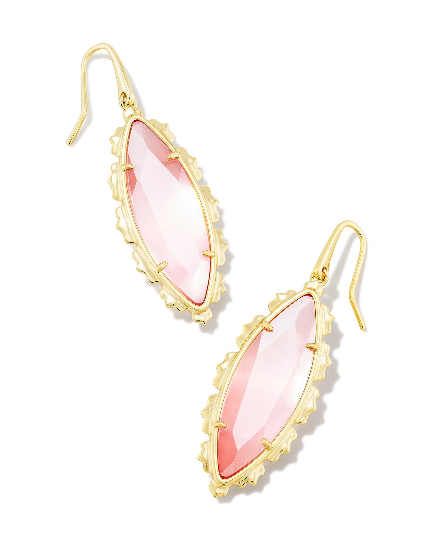 Genevieve Gold Drop Earrings | Luster Plated Pink Cat's Eye