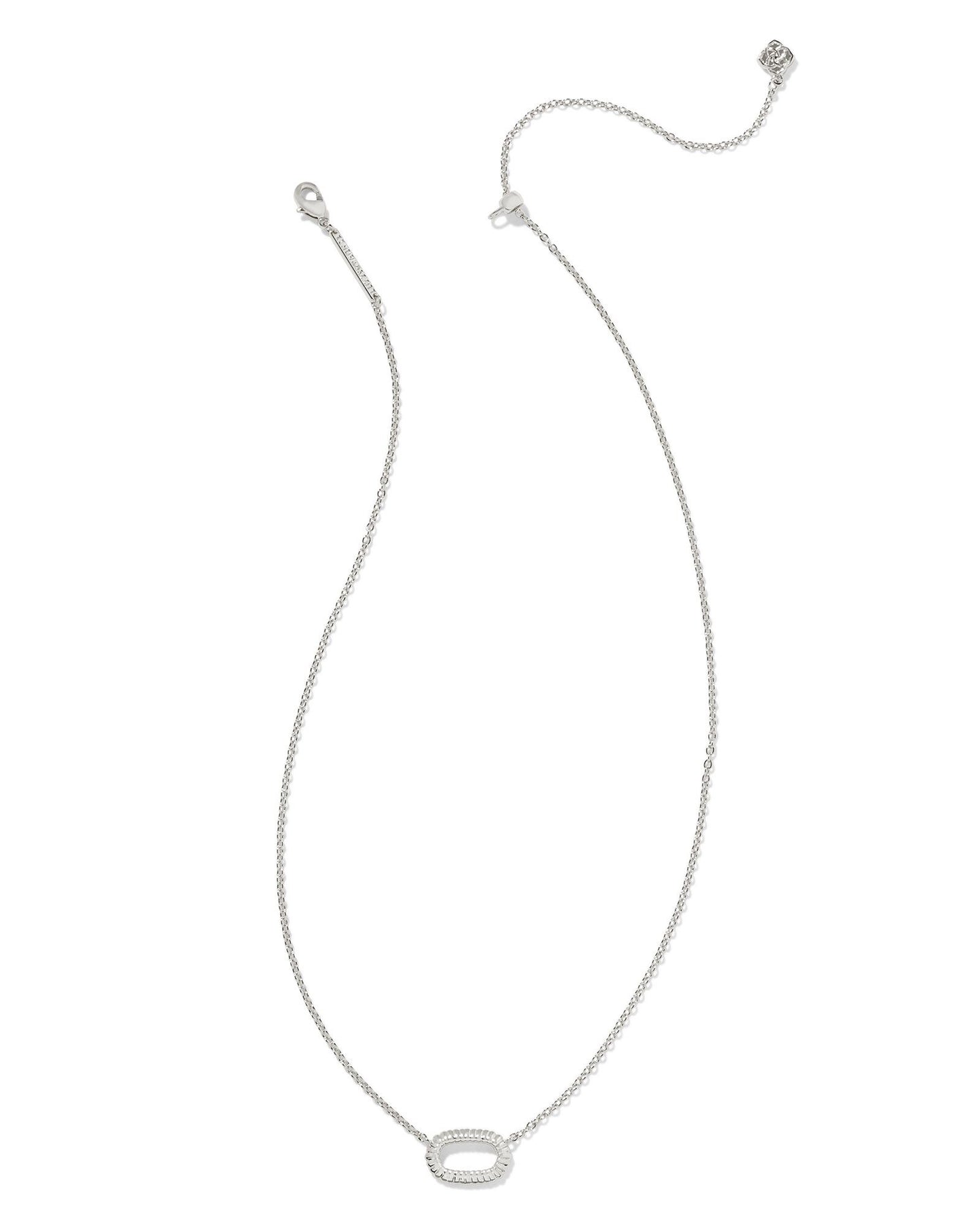 Elisa Ridge Open Frame Necklace | Silver