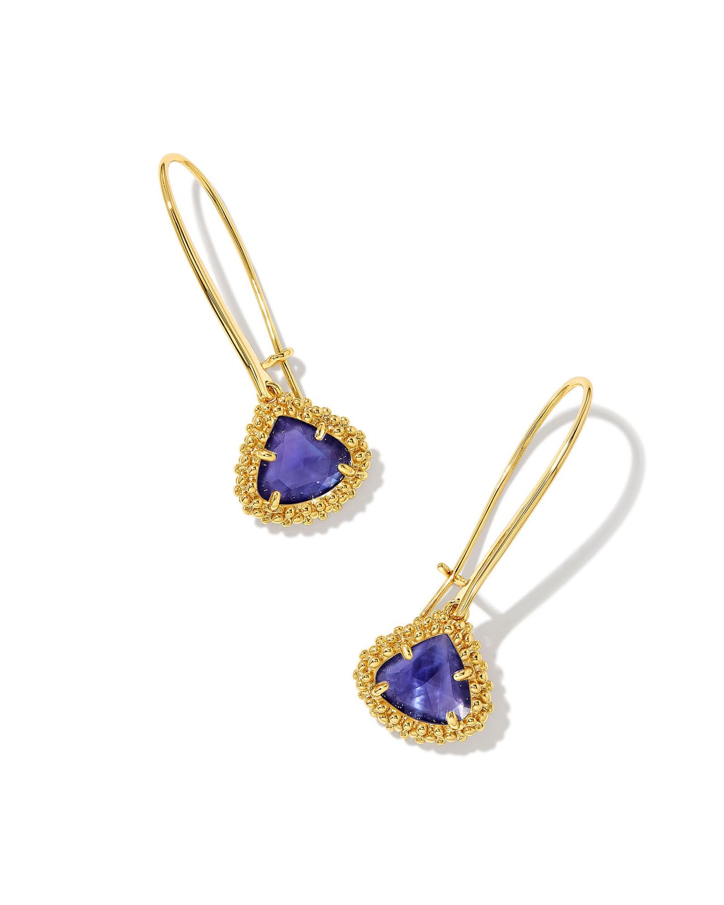 Framed Kendall Wire Drop Earrings | Gold Dark Lavender Illusion
