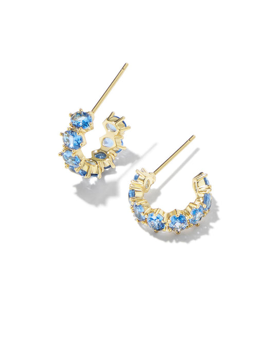 Cailin Crystal Huggie Earrings | Gold & Blue Violet Crystal