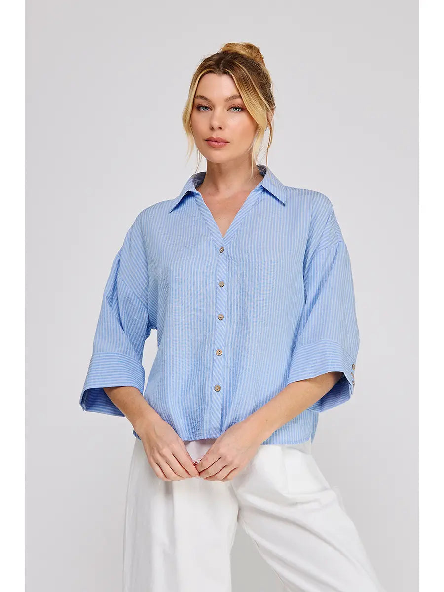 Textured Woven Button Down Shirt