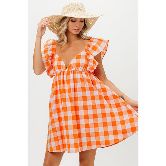 Big Check Woven Sweetheart Dress