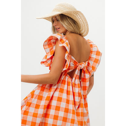 Big Check Woven Sweetheart Dress