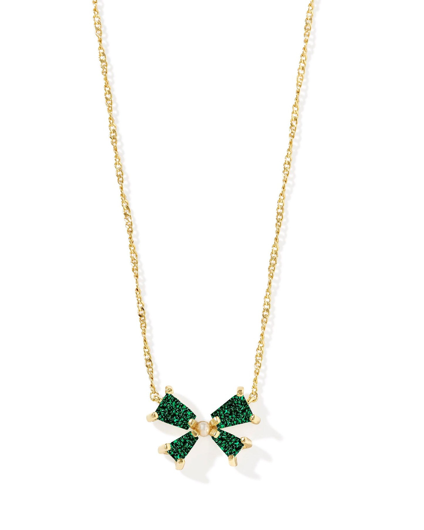 Blair Bow Small Pendant Necklace | Gold & Emerald Drusy