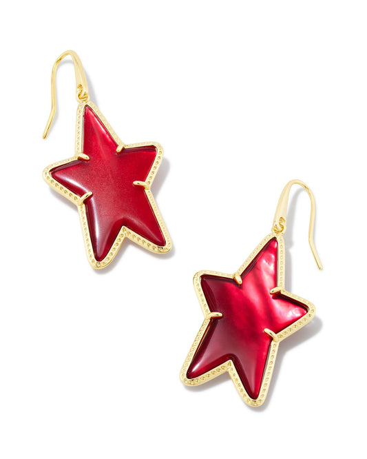 Ada Star Drop Earrings | Gold & Cranberry Illusion