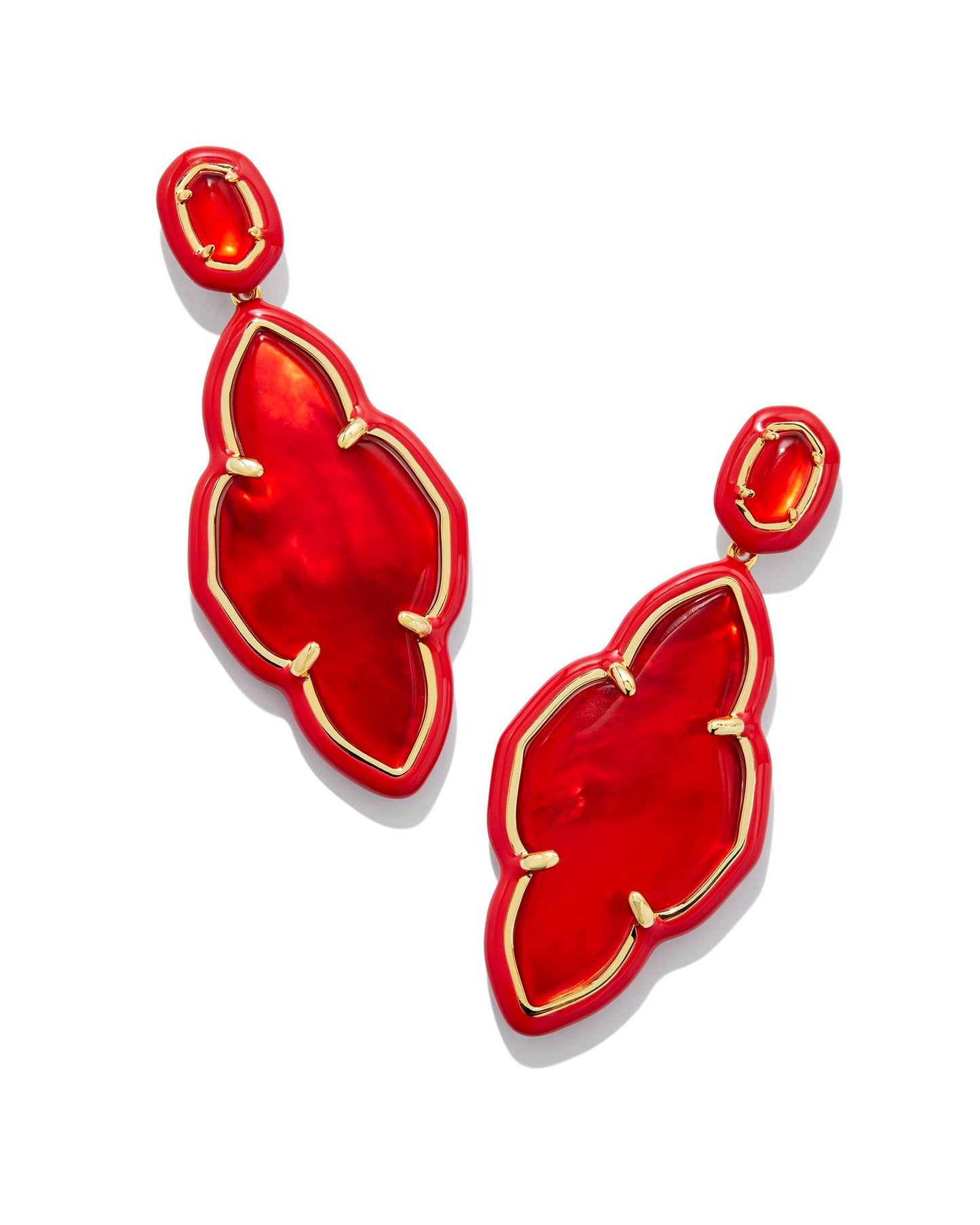 Abbie Enamel Frame Statement Earrings | Gold & Red Illusion