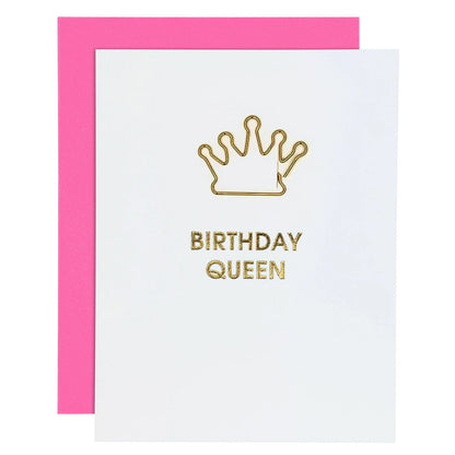 Birthday Queen Paperclip Letterpress Card