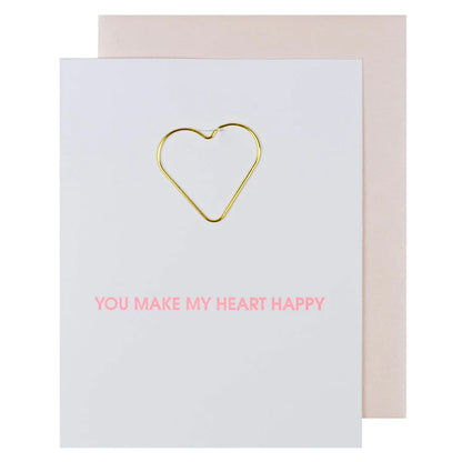 Heart Happy Paperclip Letterpress Card