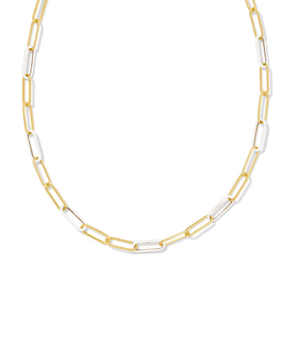 Ainsley Convertible Chain Necklace | Gold & White Enamel