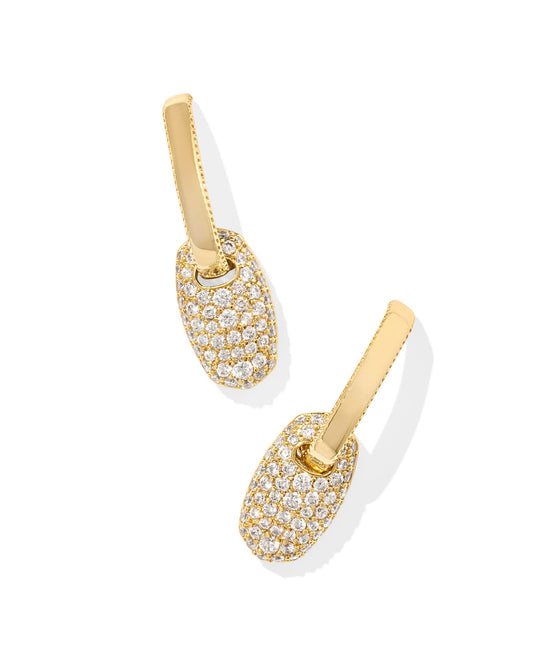 Bailey Gold Pave Huggie Earrings | White Crystal