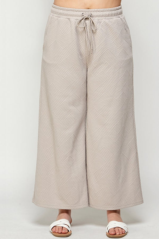 Plus | Textured Cropped Wide Pants