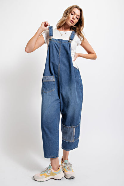 Washed Denim Overalls