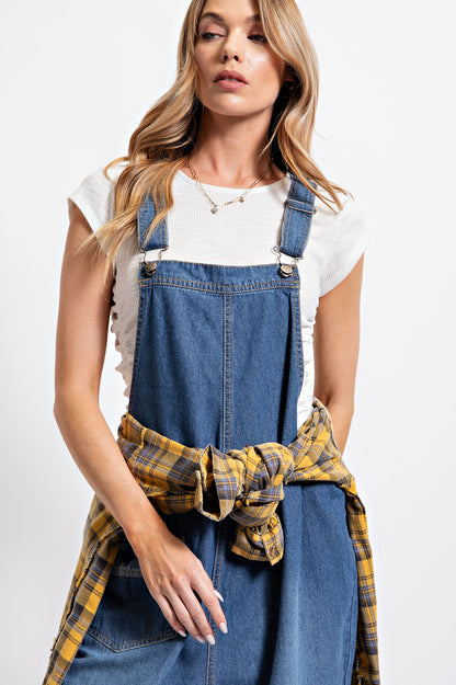 Washed Denim Overalls