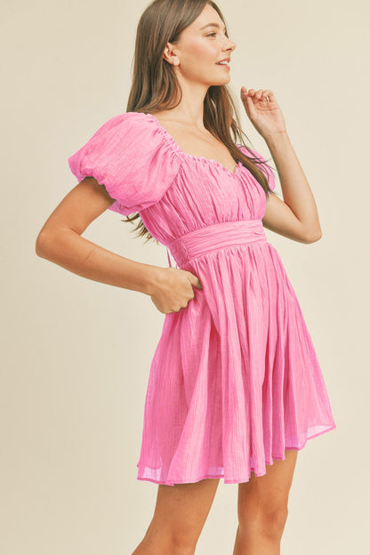 Lace Up Back Mini Dress