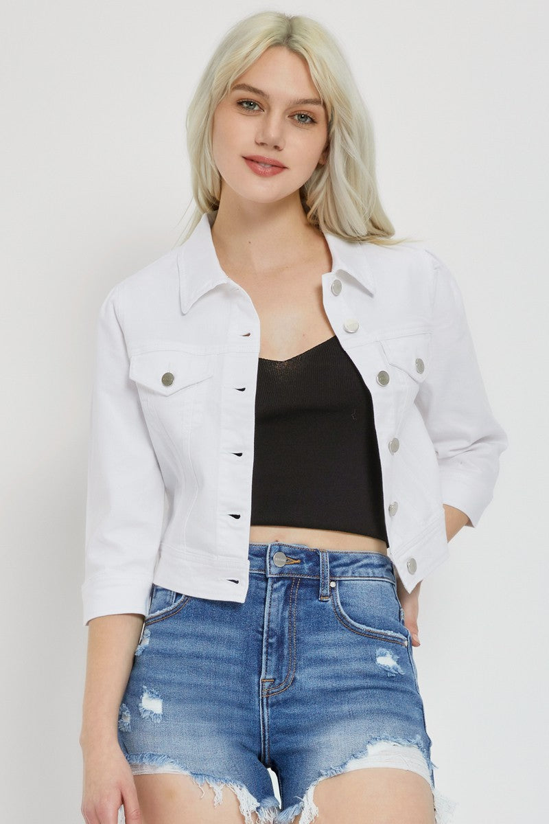 Shirring Sleeve Crop Jacket