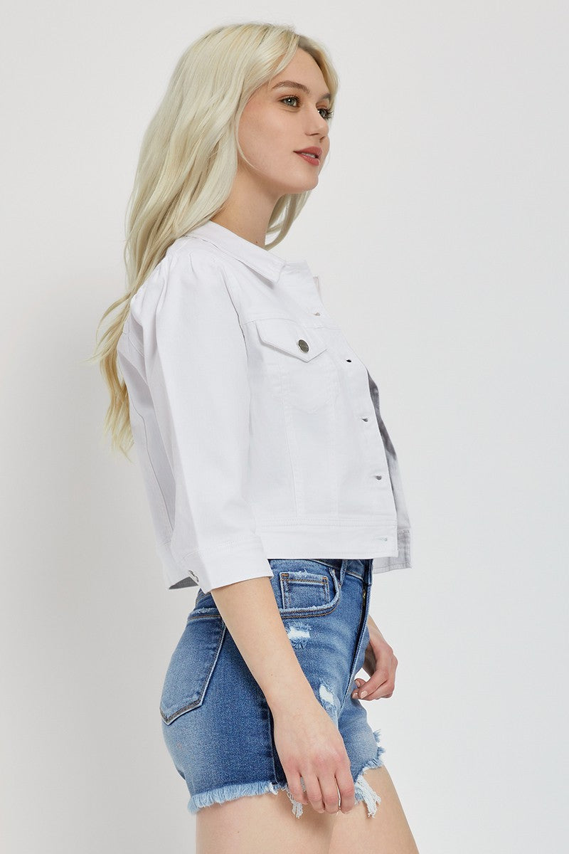 Shirring Sleeve Crop Jacket